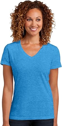 Women's Perfect Blend V Neck Tee Heathered Bright Turquoise